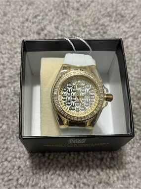 TechnoMarine Gold and White Women's Crystal Bezel Watch - Brand: